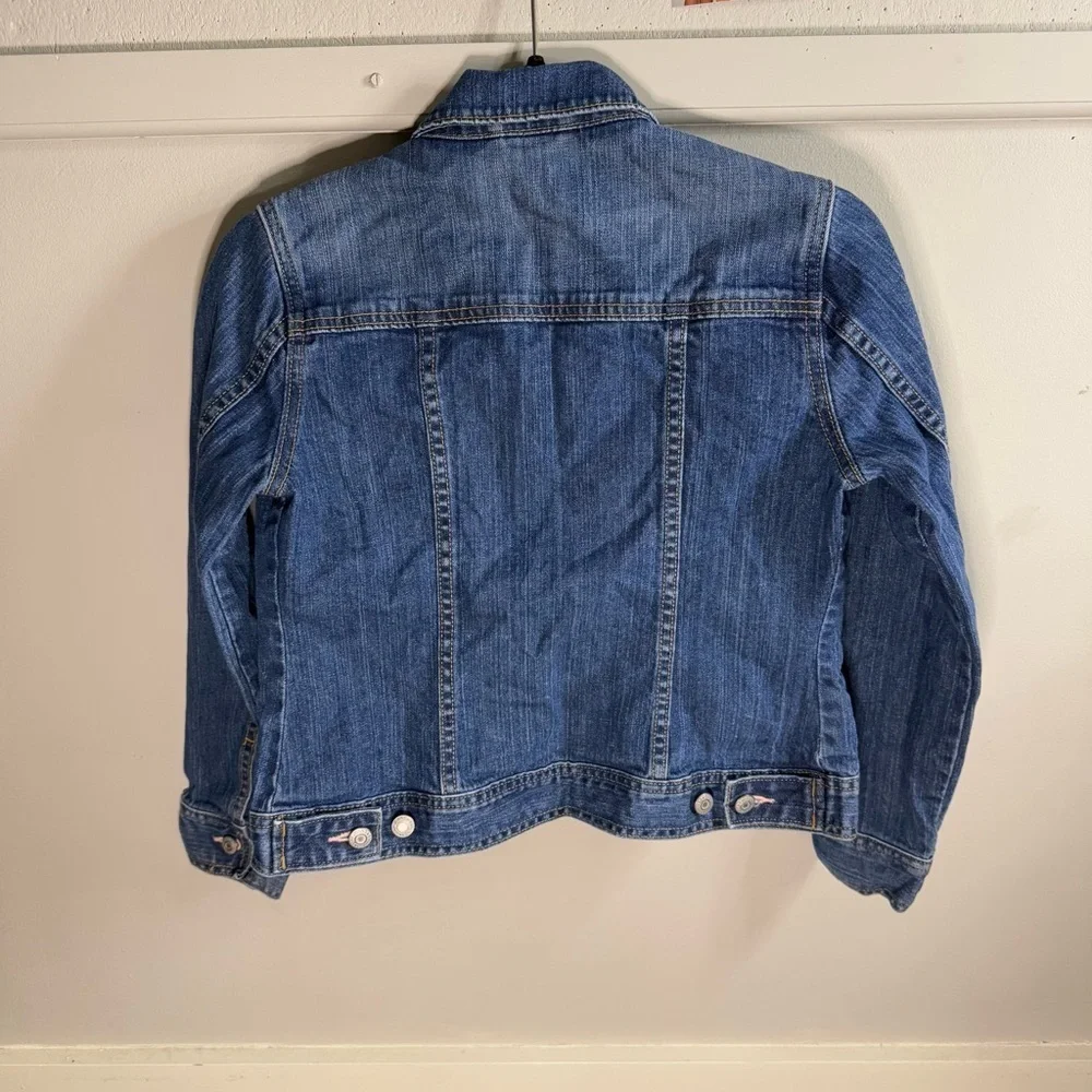 Gap Kids Jean Jacket Dark Wash Silver Buttons